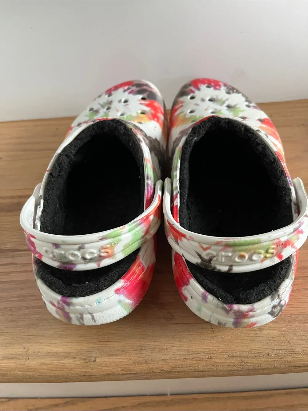CROCS Kids Multicolor Tie-Dye Clogs with Black Lining